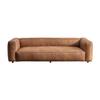 Sofá de Cuero Genuino para Sala de Estar, Fila Recta, Estilo Mid-Century, Cuero de Cera de Aceite de Cinco Cabezas, Estilo Americano Vintage, Sofá de Color Caramelo Envejecido