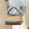 Bolso Tejido de Paja con Rayas Arcoíris para Mujer 2026 Nuevo Bolso de Playa Tejido Bolso de Mano de Nicho para el Trabajo Bolso Cruzado