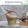 Cesta de Bambú Tejida a Mano Retro para el Hogar con Tapa, Cesta de Bambú Tejida para Verduras, Cesta de Compras, Cesta de Almacenamiento, Estilo Fruta