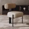 Cadeira com Encosto Estilo Wabi-Sabi, Cadeira de Jantar em Tecido de Lã de Cordeiro Estilo Cream de Luxo Leve, Cadeira de Jantar Minimalista Moderna, Cadeira de Penteadeira para Uso Doméstico