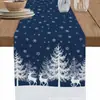 Venta Caliente Transfronteriza Mantel con Estampado de Muñeco de Nieve y Reno Navideño Mantel Individual de Lino para Mesa de Comedor del Hogar de Invierno Decoración Festiva