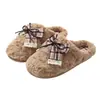 Pantuflas de Algodón a Cuadros Retro con Lazo Invierno Engrosadas de Felpa Calientes Suela TPR Zonificada Antideslizante Pantuflas de Piel para el Hogar Se Pueden Usar al Aire Libre