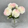 Flores Artificiais de Peônia Estilo Europeu com 7 Cabeças para Decoração de Casamento, Flores Artificiais para Exibição na Sala de Estar, Arranjos Florais, Decoração de Arco de Casamento
