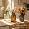 Jarrón de Vidrio de Boca Ancha con Rayas Verticales Personalizado, Jarrón de Flores de Lujo Ligero para Decoración de Sala de Estar, Jarrón Moderno para Arreglos Florales Hidropónicos Venta al por Mayor