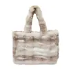 Bolsa feminina transfronteiriça bolsa tote de pelúcia cinza degradê grande capacidade bolsa de axila de pele artificial bolsa de mão de ombro único estilo preguiçoso