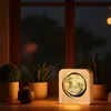Luminária de Mesa Criativa de Cristal Luminoso com Artesanato de Gravação Interna 3D, Decoração de Base de Madeira, Presente, Presente de Aniversário