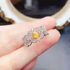 Anillo Popular de Zafiro Amarillo Natural al por Mayor de Fábrica Plata S925 Incrustado Piedra Principal 4*6 Joyería de Lujo Venta Directa de Fábrica