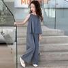 Traje de verano para niñas 2025 Moda para niñas Estilo coreano Elegante Lino Algodón Tirantes Pantalones Casuales Conjunto de dos piezas