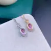 Colgante de collar de topacio rosa natural bañado en oro de plata S925 Rubí Lifting Diosa Piedra Principal Antialérgica 5*7mm