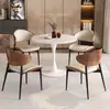 Juego de silla de madera maciza nórdica de lujo ligero y mesa de conferencias de losa de roca, adecuado para oficinas de ventas, hoteles, oficinas y recepciones de negocios; mesa redonda pequeña