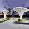 Gran Cenador con Forma de Paraguas de Acero Inoxidable, Pabellón Hongo de Parque, Estructura de Pabellón Nube Pétalo, Escultura de Árbol Paisajística