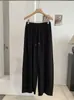 KEKEZOON Pantalones Casuales de Otoño Invierno de Cintura Alta con Cordón Mochi para Mujer, Adelgazantes, con Caída, Rectos de Pierna Ancha, Largos 9137