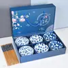 Juego de Vajilla Creativa de Cerámica Azul y Blanco Estilo Japonés Tazones y Palillos Juego de Tazón y Plato Bol de Regalo Propicio Bol de Cerámica para Uso Doméstico