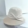 Novo Coreia do Sul 2025 Novo Chapéu de Pescador com Aba Grande Preparação Protetor Solar Chapéu de Bacia Pequena Mostrando o Rosto Feminino com Laço