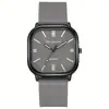 1 peça - Relógio Feminino Fashion com Mostrador Roma Quadrado de Quartzo com Pulseira de Silicone Casual