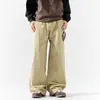 Ropa para Hombre Fengshe / Pantalones Casuales de Trabajo Americano para Niños Primavera y Otoño Color Sólido Sueltos Rectos Versátiles Pierna Ancha Pantalones Largos