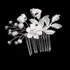 Peine para el Cabello Hoja Dorada Transfronterizo Accesorios para el Cabello Hecho a Mano Set de Novia Peine de Flores Pasador Joyería