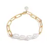 Aogu Pulseira de Aço Inoxidável com Pérolas Estilo Barroco Simples Moda Transfronteiriça Mais Vendida Feminina INS Nicho Versátil