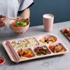 Paja de trigo familia estudiante japonés comedor compartimento plato juego plato tazón palillos Taza plato fabricantes al por mayor