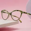 Óculos de Leitura para PC Cor Tartaruga Armação Oval Cat-Eye para Mulheres, Armação Pequena, Podem Ser Personalizados com Lentes de Alta Graduação, Óculos com Filtro de Luz Azul, Cat-Eye Dobrável