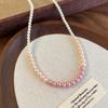 ¡Novia del primer amor! Collar de Perlas Rosa Púrpura Degradado Lujo Ligero Nicho Temperamento de Alta Gama Gargantilla Cadena para Clavícula para Mujer