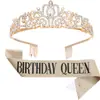 Moda europeia e americana cinto de etiqueta de cristal coroa cinto de etiqueta cocar de aniversário coroa aniversário menina fita atacado