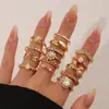 Conjunto de Anillos de Moda Europea y Americana de Venta Caliente Transfronterizo con Corazón de Amor, Lazo, Diseño Geométrico, Anillos Apilables Retro de Nicho de Moda para Mujeres