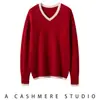 Suéter vintage com bloqueio de cores em fio floral, gola V, manga longa, em estoque, tricô casual de cashmere para inverno, tamanho grande, caimento solto
