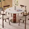 Mesa Redonda Estilo Medieval, Mesa Redonda Retro para Comedor, Mesa Redonda Pequeña Simple Nórdica de Madera Maciza para Apartamento, Mesa de Comedor Moderna de Pizarra para Uso en el Hogar