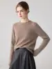 Nuevo suéter de punto para mujer de otoño e invierno, 100% cachemira, cuello medio alto, calado, estilo simple versátil, top base