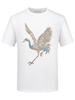 Camiseta de Verano de Manga Corta para Hombre Marca de Moda Popular Caliente Taladrado Tendencia Nacional Grulla Camiseta de Manga Media Holgada Talla Grande Algodón Mercerizado