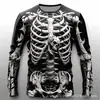 Camiseta de manga larga casual retro con calavera 3D para hombre, cuello redondo, pulóver, nuevo, transfronterizo, directo del fabricante