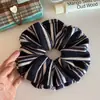 Diadema de punto a rayas estilo retro universitario Scrunchie Diadema de moda versátil para moño Accesorio para el cabello Cuerda para el cabello