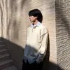 Cuello de camisa retro estilo americano, suéter de dos piezas falso, suéter de punto casual y elegante para hombre para otoño e invierno
