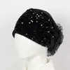 Novo Estilo Chapéu Faixa de Cabelo Branca com Lantejoulas e Renda para Todas as Estações com Design Floral Étnico, Lenço de Cabeça, Turbante, Véu, Chapéu de Mãe