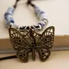 Collar Largo de Mariposa Joyería de Cerámica Jingdezhen Accesorios de Cadena para Suéter Colgante Estilo Étnico Retro Suministro en Vivo Femenino