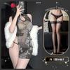 Noche Dorada Lencería Sexy Deseo Puro Cheongsam Lencería Divertida para Mujeres Jóvenes Sexy Transparente Abertura Alta Estilo Tinta Atado Qqny