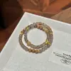 Nova Pulseira de Sandáliao de Madeira de Sândalo Dourado Flutuante Estilo Chinês Círculo Duplo Empilhado Vintage Fresca e Discreta com Contas Sandáliao de Madeira de Sândalo Nicho Joia para Mão