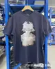 2024 Moda Americana Hip-Hop Marca Nova Retrô Lavada Velha Figura Solta Versátil Gola Redonda Manga Curta Camiseta para Homens e Mulheres
