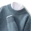 Suéter de Lã Meia-Gola Novo Outono e Inverno Masculino Básico Plano Espessado Cor Sólida Solto Malha Business Camisa de Base