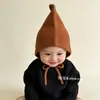 Gorro de Punto Estilo Coreano para Bebé con Protección para las Orejas para Niños y Niñas, Gorro de Duende Rojo de Invierno para Bebés, Gorro de Punto Cálido con Lazos