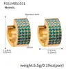 Pendientes de Lujo Ultra Brillantes de Media Ronda de Cuatro Filas Completamente de Diamante con Circonita Estrellada Europea y Americana, Pendientes Sencillos Personalizados para Mujer