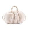 Bolsa de pelúcia em nuvem 2021, nova bolsa de bolinho plissada, portátil, elegante, bolsa de pelo de coelho, bolsa de ombro larga, bolsa transversal