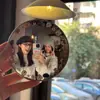 Espelho Convexo de Viagem, Refletor de Foto de Mão, Espelho Redondo Pequeno, Adereço para Selfie de Casal, Ferramenta Compacta e Portátil para Tirar Fotos
