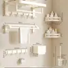 Toallero de Aluminio Espacial Perforado Estilo Crema Toallero de Baño Estante de Baño Colgador Juego de Cinco Piezas para Inodoro