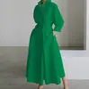 Vestido Cruzado Europeo y Americano 2026 Estilo Nuevo Casual de Oficina Moda Cuello Polo Manga Larga con Cintura Elástica y Dobladillo Amplio