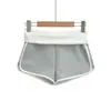 7703-26 Pantalones Cortos de Verano Ajustados al Cadera Bloque de Color Deportivos Casuales de Moda Chica Picante Color Contrastante Dobladillo Bajo Estilizadores de Piernas