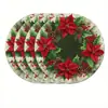 Los manteles individuales navideños más vendidos de Temu, manteles redondos decorados con muñecos de nieve navideños, tapetes de mesa de vinilo impresos no impermeables