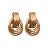 Pendientes de Metal con Textura de Múltiples Círculos Nudos para Mujer Ins Tendencia Estilo Europeo y Americano Pendientes y Pendientes Versátiles de Gama Alta Estilo Frío