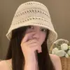 Chapéu de Tricô Vazado Liso Estilo Japonês Transfronteiriço, Chapéu de Pescador Simples e Fashion para Mulheres, Chapéu Confortável e Respirável com Proteção Solar